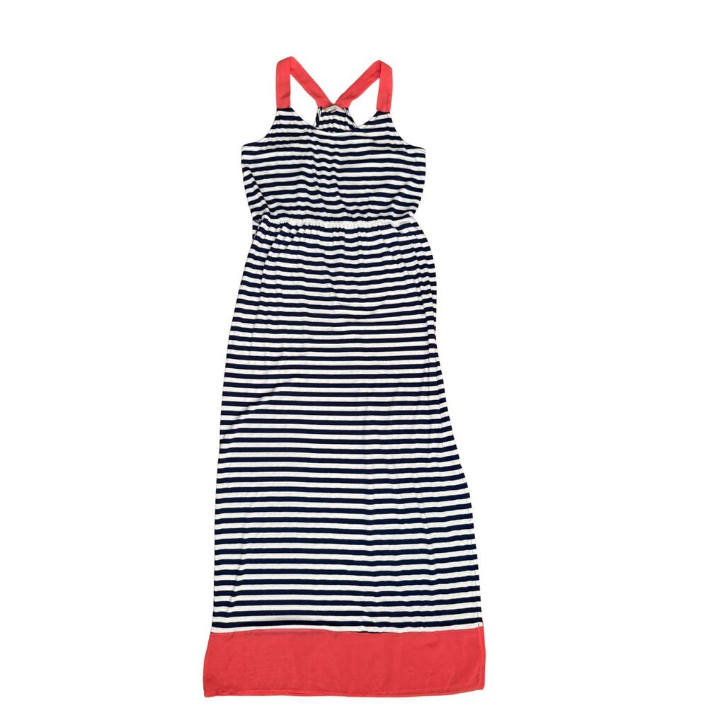 Charming Charlie blue and white stipe maxi dress women's size Large